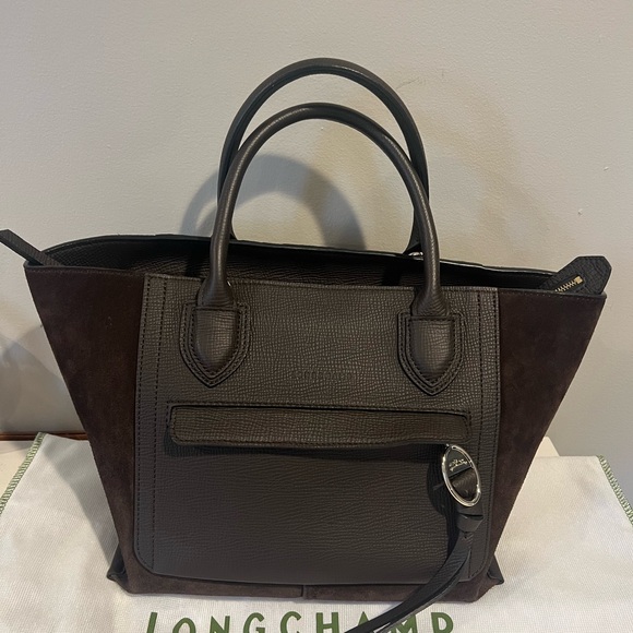 Longchamp Handbags - Longchamp Leather and Suede Mailbox Medium Tote Handbag